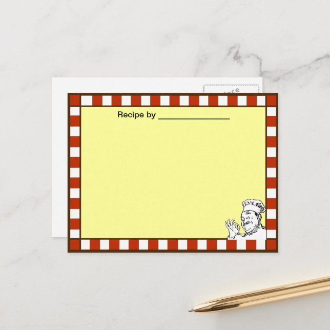 Tarjeta en blanco de receta aprobada por el chef (Anverso/Reverso In Situ)