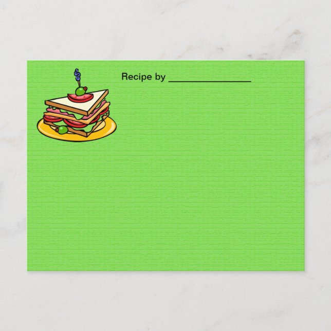 Tarjeta en blanco de receta de sandwich (Anverso)