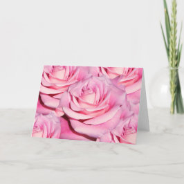 Tarjeta en blanco de rosas rosadas