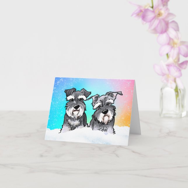 Tarjeta en blanco de Schnauzer de invierno (Orquídea)