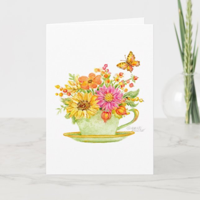 Tarjeta en blanco de taza de otoño para cualquier  (Anverso)
