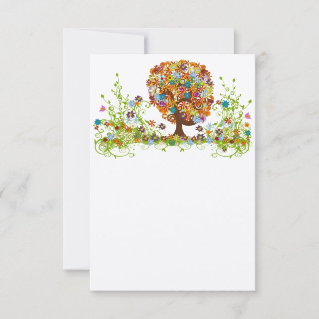 Tarjeta en blanco del árbol de amor de flor girada (Anverso)