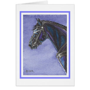 Tarjeta en blanco del caballo frisio