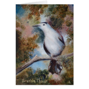 Tarjeta en blanco del Catbird gris