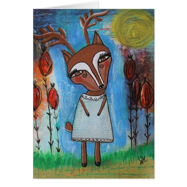 Tarjeta en blanco del chica de los ciervos (Frente)