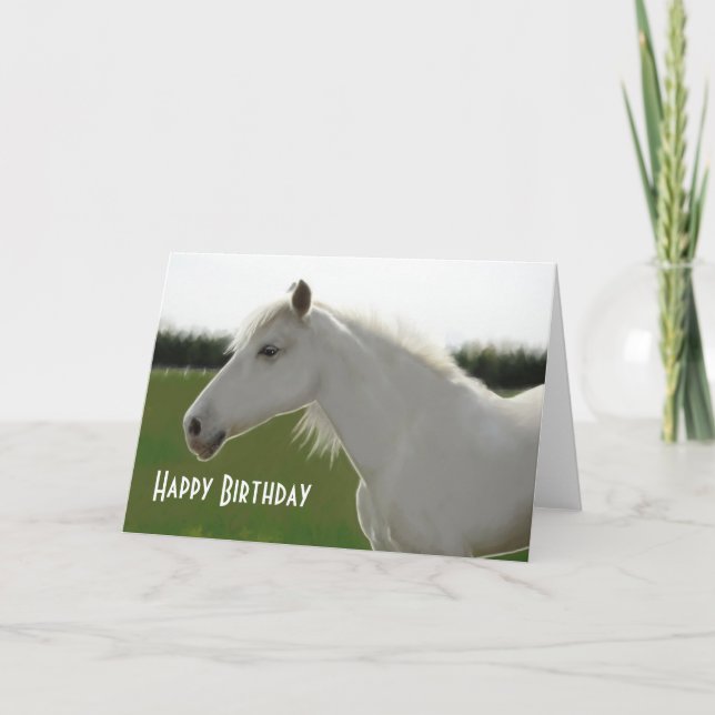 Tarjeta en blanco del cumpleaños del caballo (Anverso)
