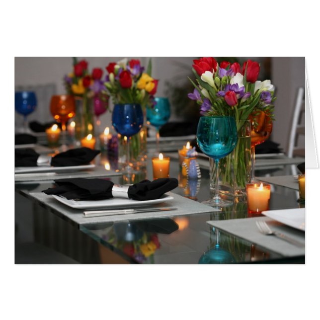 Tarjeta en blanco del fiesta de cena - modificada (Anverso (Horizontal))