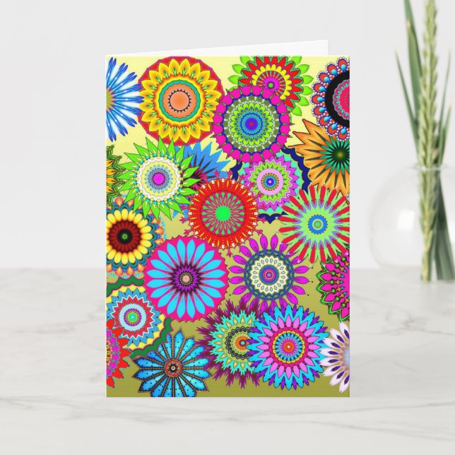 Tarjeta en blanco del flower power (Anverso)