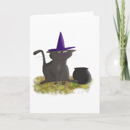 Tarjeta en blanco del gato de la bruja