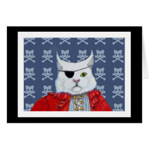 Tarjeta en blanco del gato del pirata