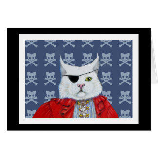 Tarjeta en blanco del gato del pirata
