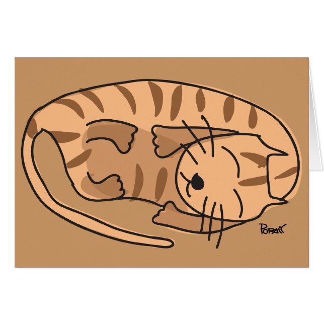 Tarjeta en blanco del gato soñoliento (Anverso (Horizontal))