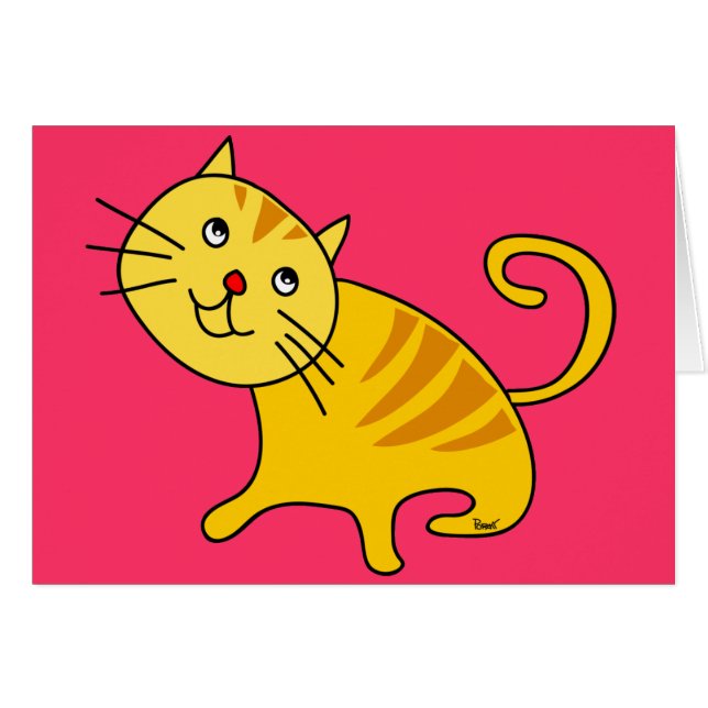 Tarjeta en blanco del gato tímido (Anverso (Horizontal))