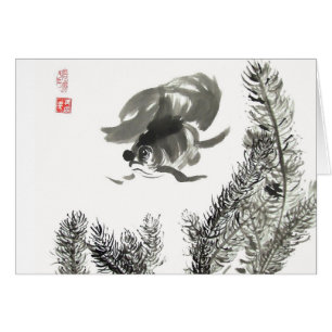 Tarjeta en blanco del Goldfish de la cola de