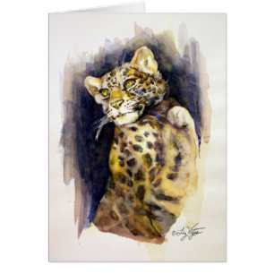 Tarjeta en blanco del leopardo de las nieves