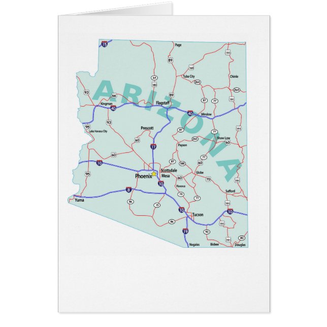 Tarjeta en blanco del mapa de Arizona (Frente)