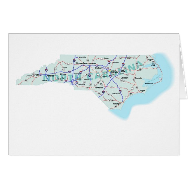 Tarjeta en blanco del mapa de Carolina del Norte (Anverso (Horizontal))