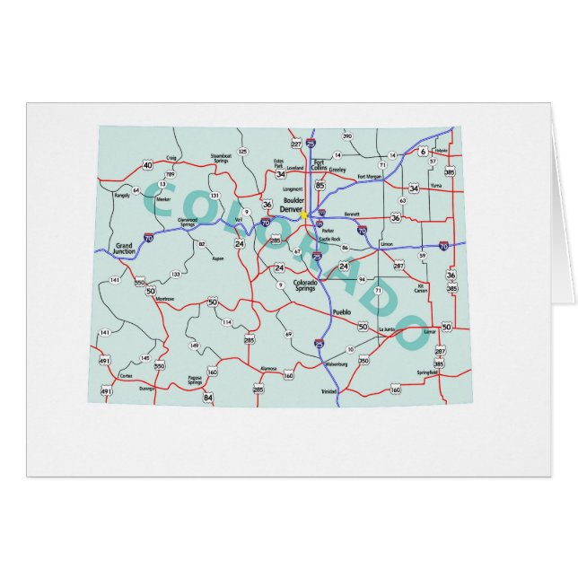 Tarjeta en blanco del mapa de Colorado (Anverso (Horizontal))