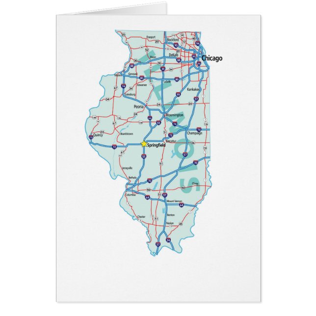 Tarjeta en blanco del mapa de Illinois (Frente)