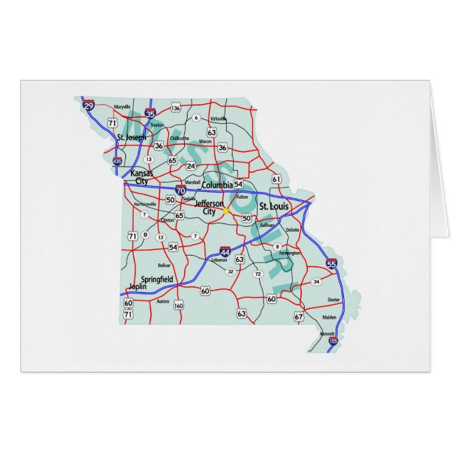 Tarjeta en blanco del mapa de Missouri (Anverso (Horizontal))