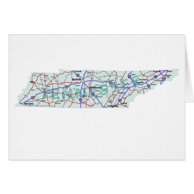Tarjeta en blanco del mapa de Tennessee (Anverso (Horizontal))