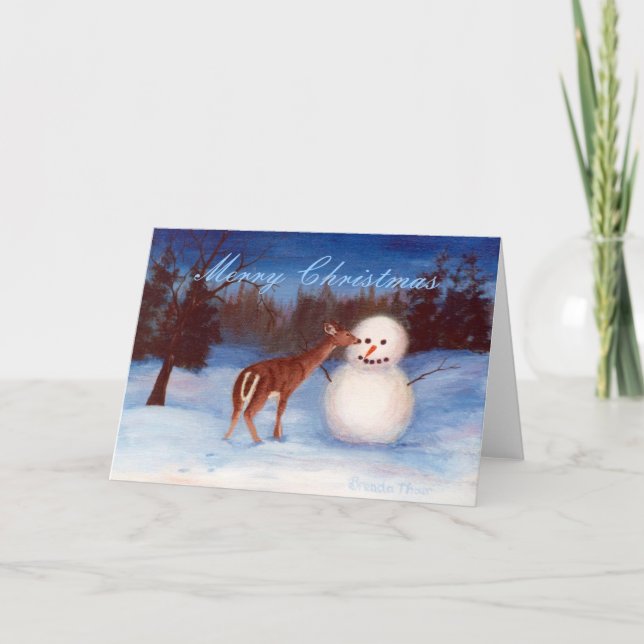 Tarjeta en blanco del navidad de la curiosidad (Anverso)