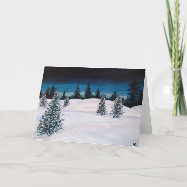 Tarjeta en blanco del paisaje del invierno (Anverso)