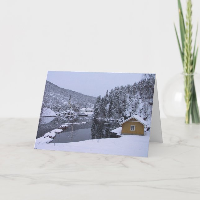 Tarjeta en blanco del paisaje noruego mágico del (Anverso)