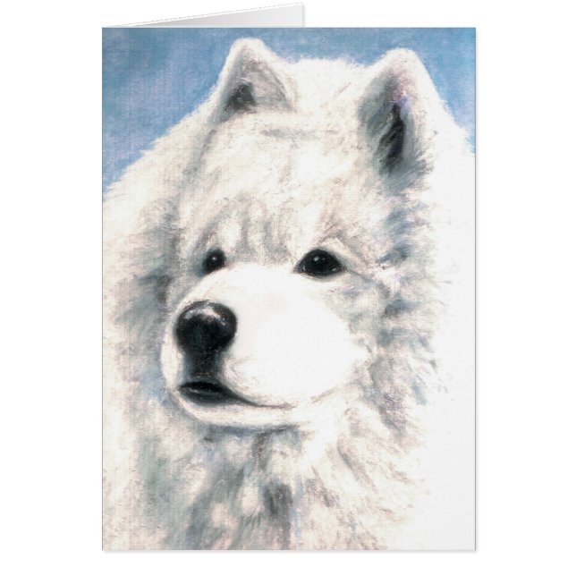Tarjeta en blanco del perro del samoyedo (Frente)