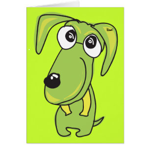 Tarjeta en blanco del perro verde