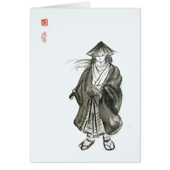 Tarjeta en blanco del samurai del lobo solitario