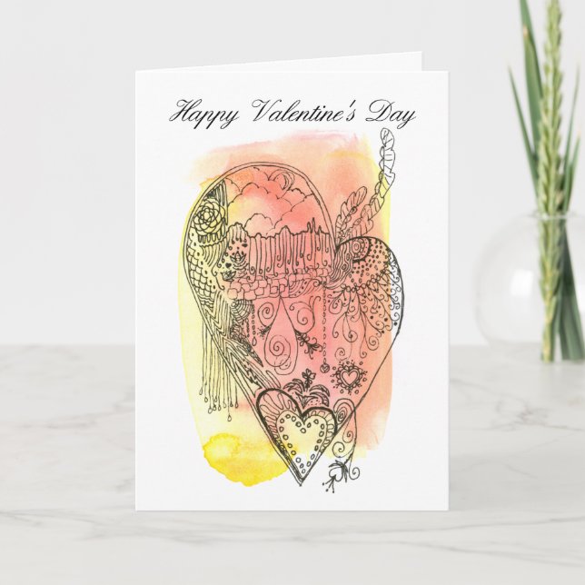 Tarjeta En blanco dentro de San Valentín estilo eduardiano (Anverso)