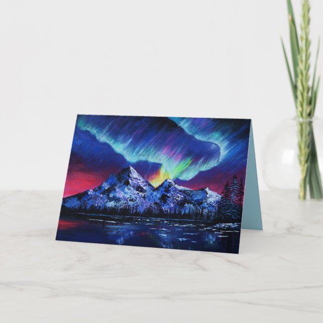 Tarjeta en blanco doblada: pintura de las luces de (Anverso)
