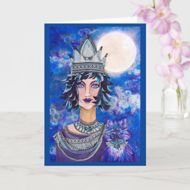 Tarjeta en blanco familiar de la reina de la luna  (Orquídea)