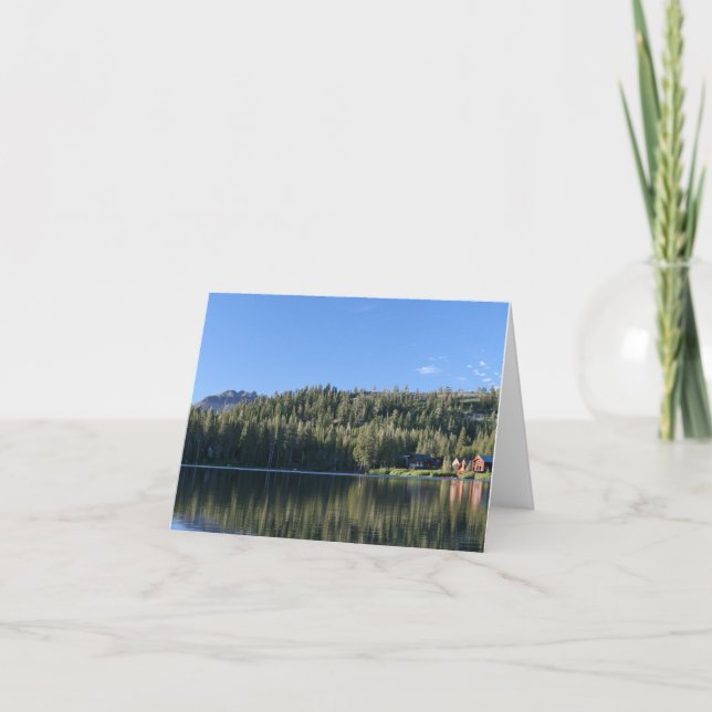 Tarjeta en blanco, Lago de montaña, Cabinas, Bosqu (Anverso)