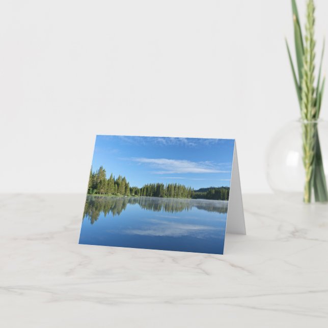 Tarjeta en blanco, Lago de montaña, niebla, cielo  (Anverso)