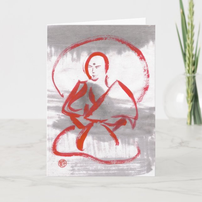 Tarjeta en blanco Meditating del monje de Shaolin (Anverso)