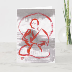 Tarjeta en blanco Meditating del monje de Shaolin