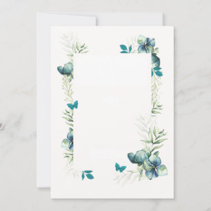 Tarjeta en blanco - Motivo floral azul verde y mar