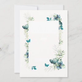 Tarjeta en blanco -motivo floral azul verdoso y ma