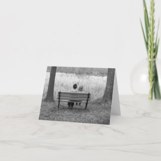 Tarjeta en blanco - niños en banco