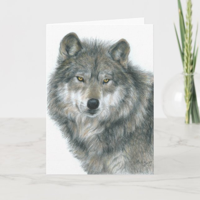 Tarjeta en blanco "Ojos embrujados" Arte Lobo Orig (Anverso)