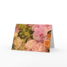 Tarjeta en blanco Orquídea y Peony