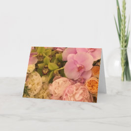 Tarjeta en blanco Orquídea y Peony