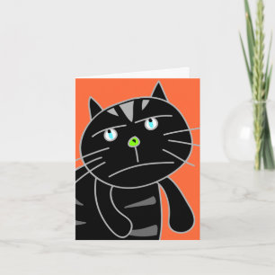 Tarjeta en blanco para gato negro y aburrido