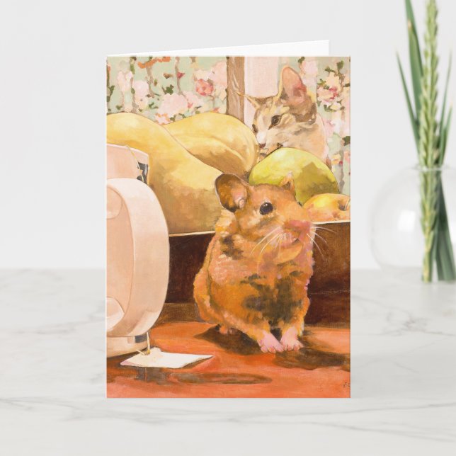 Tarjeta en blanco para hámster y gato (Anverso)