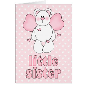 Tarjeta en blanco para hermanita Angel Bear