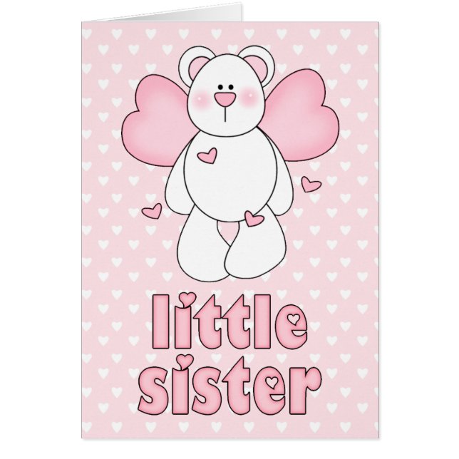 Tarjeta en blanco para hermanita Angel Bear (Frente)