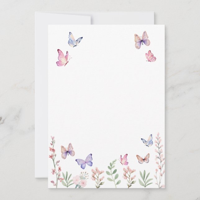 Tarjeta en blanco para mariposas acuarelas para el (Anverso)