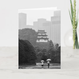 Tarjeta en blanco para notas de lluvia de Tokio